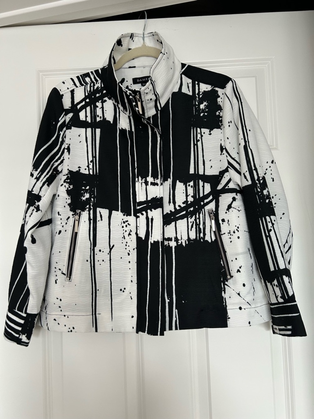 Abstract Black & White Long Sleeve Jacket